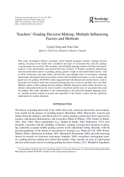 Teachers` Grading Decision Making - Faculty of Education, Queen`s