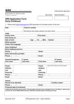 ORS Application form Early Childhood