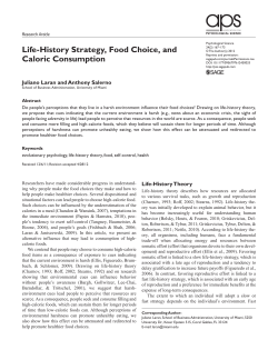 Life-History Strategy, Food Choice, and Caloric Consumption