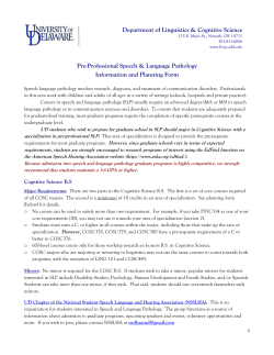 Pre-Professional Speech Language Pathology, Requirements and