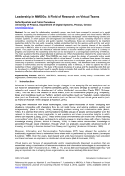 Leadership in MMOGs - Electronic Journal of e