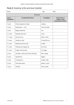 Form 4: Grammar at the word level checklist