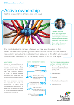 Corporate governance annual report 2016 - summary version