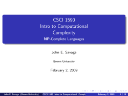 NP-Complete Languages - Brown CS