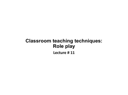 Classroom teaching techniques: Role play