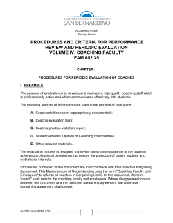 Procedures and Criteria for Performance Review