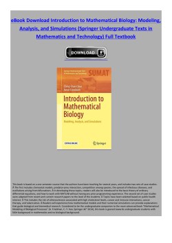 eBook Introduction to Mathematical Biology: Modeling