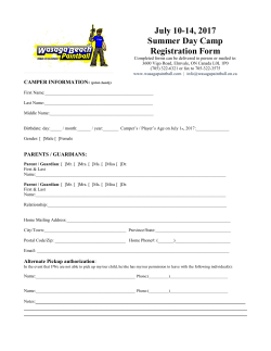 July 10-14, 2017 Summer Day Camp Registration Form