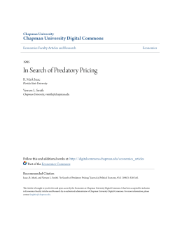 In Search of Predatory Pricing - Chapman University Digital Commons