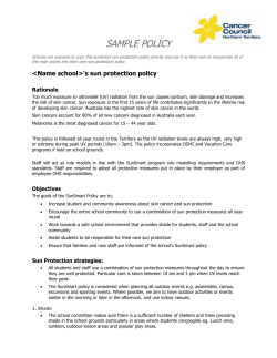 Schools are welcome to copy this SunSmart sun protection policy
