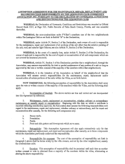 Assumption Agreement - Custom Property Management Inc