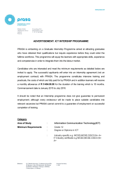 ADVERTISEMENT: ICT INTERSHIP PROGRAMME PRASA is