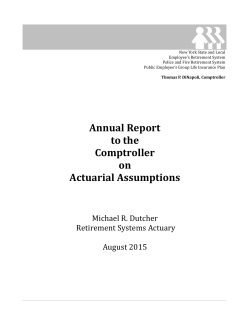 Annual Report to the Comptroller on Actuarial Assumptions