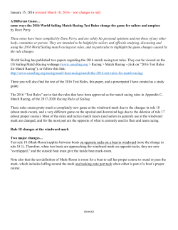 A Different Game&hellip; some ways the 2016 World Sailing Match Rac