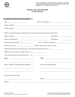 Notice of Assumption - Wisconsin Department of Veterans Affairs