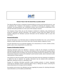 PRIVACY POLICY FOR THE INDUSTRIAL ALLIANCE GROUP