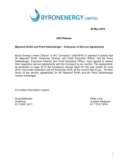 1 30 May 2016 ASX Release Maynard Smith and Prent