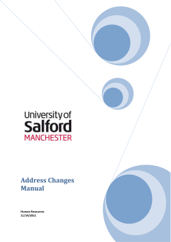 Address Changes Manual - the University of Salford