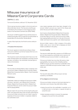 Misuse insurance of MasterCard Corporate Cards