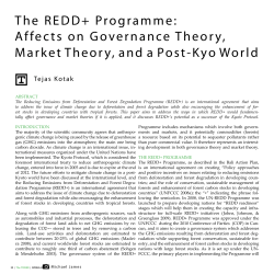 The REDD+ Programme: Affects on Governance Theory, Market