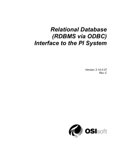 Relational Database (RDBMS via ODBC) Interface to the PI