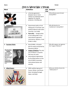 Unit 5: World War 1 Vocab