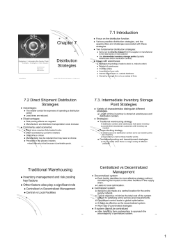 Distribution strategies