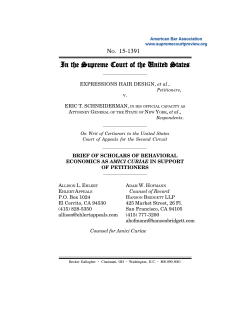 Brief for Scholars of Behavioral Economics in Support of Petitioners