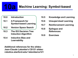 Ch. 10: Machine Learning: Symbol Based