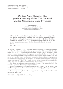 On-line Algorithms for the q-adic Covering of the Unit Interval