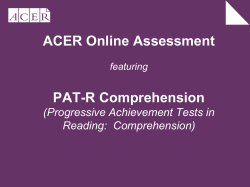 ACER Online Assessment featuring PAT