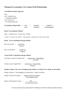 Cost-Volume-Profit Relationships