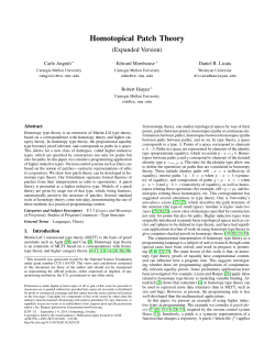Homotopical Patch Theory - Carnegie Mellon School of Computer