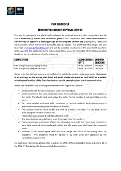 FIBA EUROPE CUP Team UNIFORM LAYOUT Approval