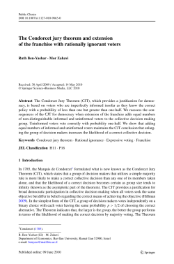 The Condorcet jury theorem and extension of the franchise with