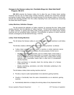 Changes to the Kansas Lottery Act, Charitable Bingo Act, State Debt