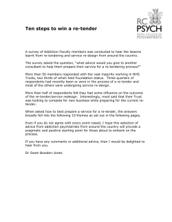 Ten steps to win a re-tender A survey of Addiction Faculty members