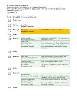 ECONOMICS AND/OR PSYCHOLOGY? INTERDISCIPLINARY