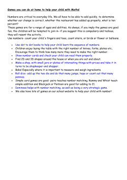 Games you can do at home to help your child with Maths! Numbers