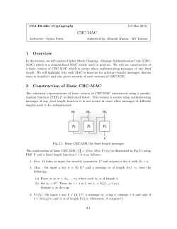 CBC-MAC 1 Overview 2 Construction of Basic CBC-MAC