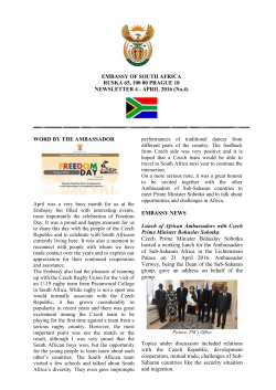 EMBASSY OF SOUTH AFRICA RUSKA 65, 100 00 PRAGUE 10