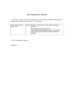 Potential Impact to Web Timeouts