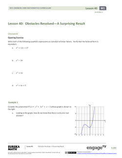 Algebra II Module 1, Topic D, Lesson 40: Student Version