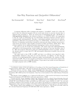 One-Way Functions and (Im)perfect Obfuscation