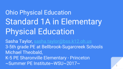 Ohio Physical Education Standard 1A in Elementary Physical