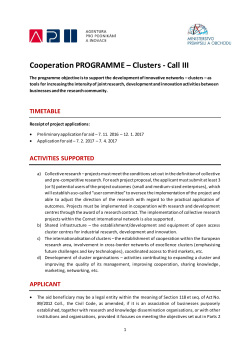 Cooperation PROGRAMME &ndash; Clusters - Call III