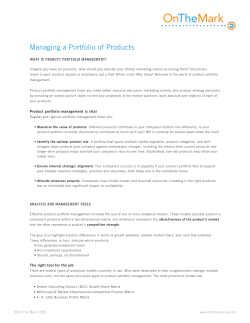 Managing a Portfolio of Products