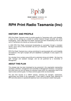 Our Strategic Plan - RPH Print Radio Tasmania