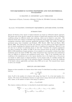 NON-EQUILIBRIUM CLUSTER PROPERTIES AND - ICOS