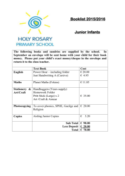 Booklist 2015/2016 Fifth Class The following books and sundries